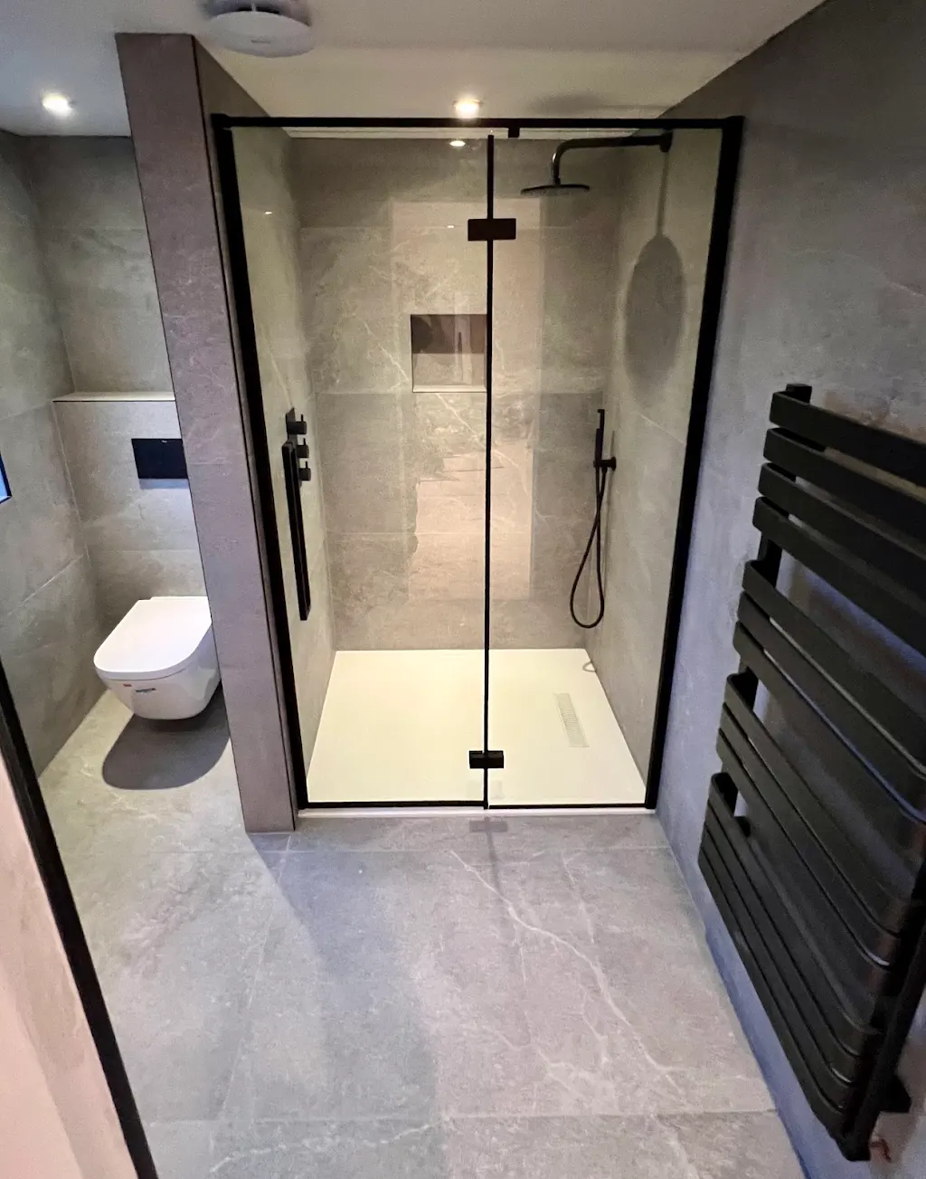Modern bathroom with walk-in shower