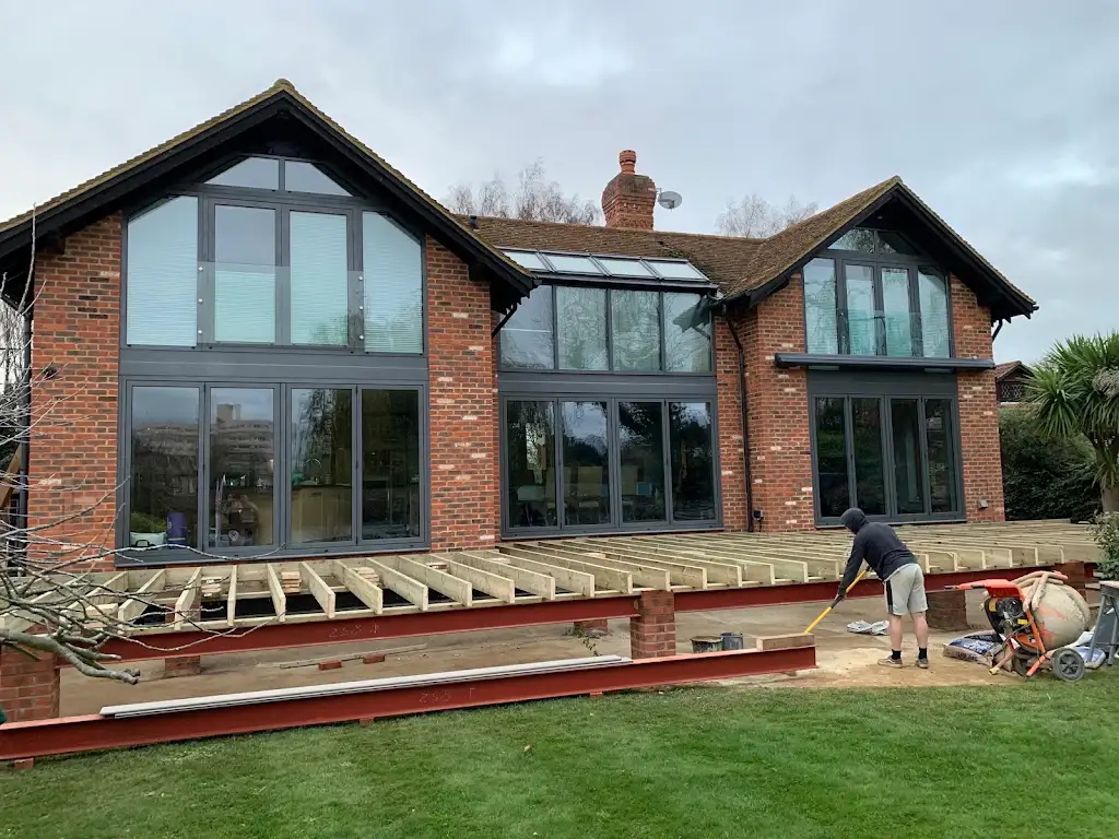 Rear home extension with large glazing