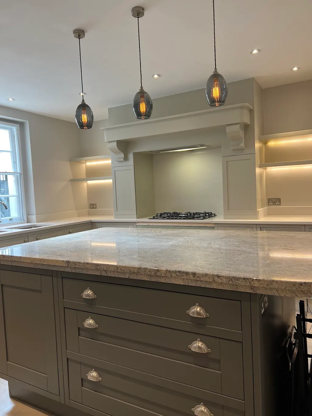 Bright open-plan kitchen with island